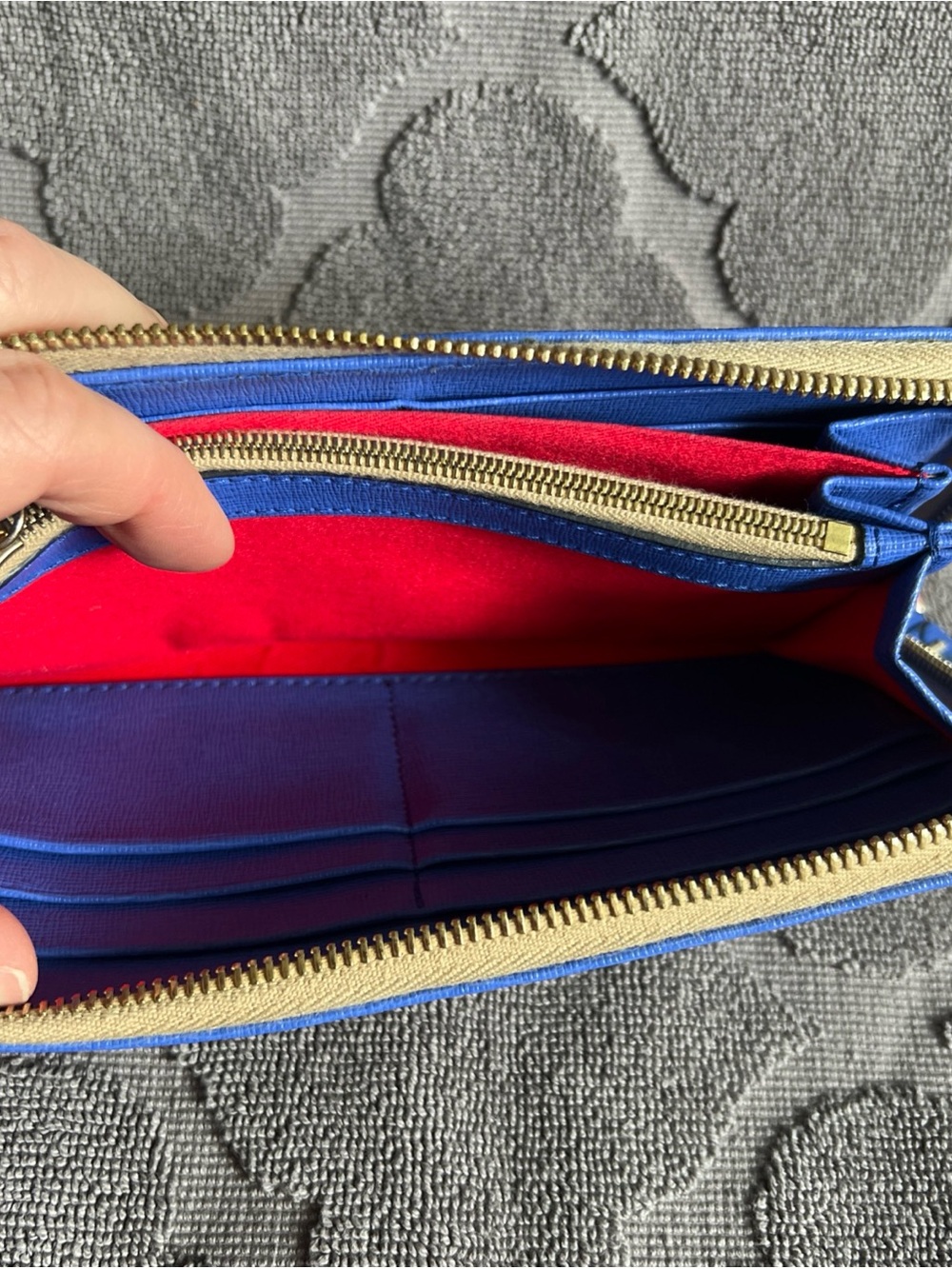 Dooney & Bourke Saffiano Large Zip Around Wallet Clutch in Azure/Blue - Picture 10 of 12